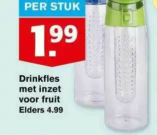 Hoogvliet Drinkfles Met Inzet Voor Fruit aanbieding