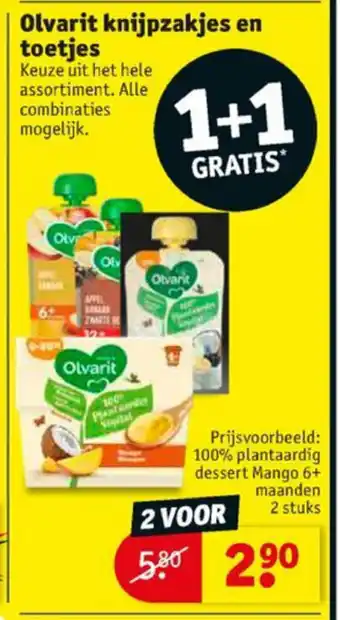 Kruidvat Olvarit toetjes of knijpzakjes 2st aanbieding