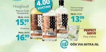 Mitra Hooghoudt premium oude graanjenever, korenwijn of premium jonge graanjenever 4.00 Korting aanbieding