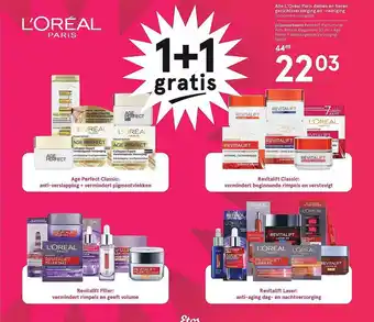 Etos Alle L'Oréal paris dames en heren gezichtsverzorging en -reiniging 1+1 Gratis aanbieding