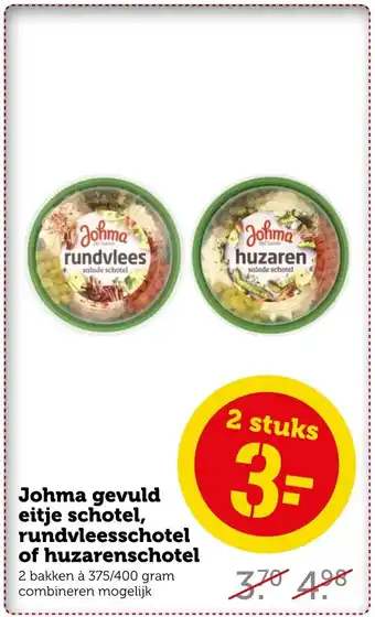 Coop Johma gevuld eitje schotel, rundvleesschotel of huzarenschotel 375/400g aanbieding