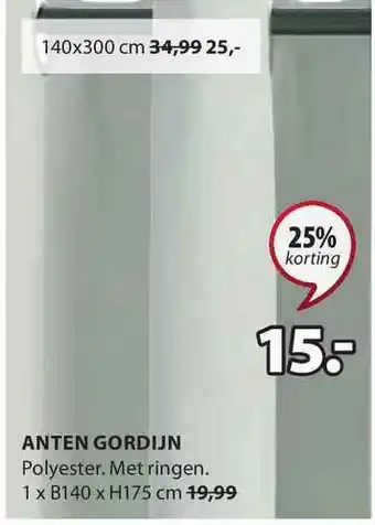 Jysk Anten Gordijn 25% Korting aanbieding