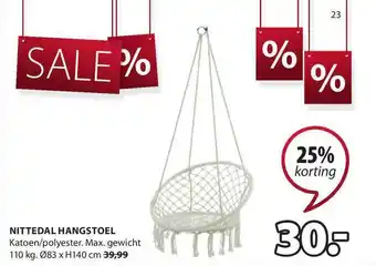 Jysk Nittedal Hangstoel 25% Korting aanbieding