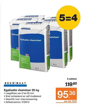 BOUWMAAT Egalisatie Vloeivloer 25 Kg aanbieding