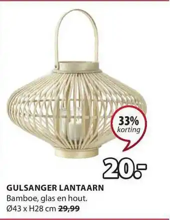 Jysk Gulsanger Lantaarn Ø43 X H28 Cm 33% Korting aanbieding