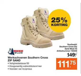 BOUWMAAT Steel Blue Werkschoenen Southern Cross Zip Sand 25% Korting aanbieding