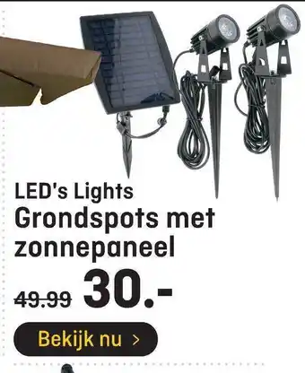 Hubo Led's Lights Grondspots Met Zonnepaneel aanbieding