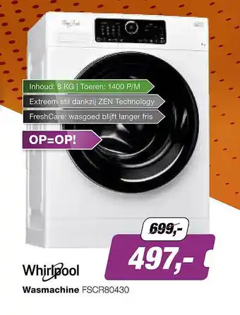 EP Whirlpool Wasmachine FSCR80430 aanbieding