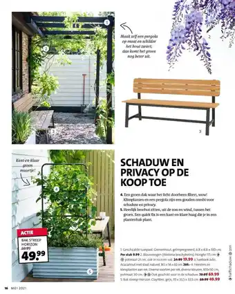 Intratuin Geschaafde Tuinpaal, Blauweregen (Wisteria Brachybotris), Tuinbbank Julie, Heesters En Klimplanten Aan Rek Of Bak Streep Hori aanbieding