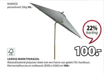 Jysk Lemvig Marktparasol 22% Korting 300x260 cm aanbieding