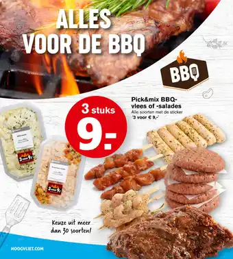 Hoogvliet Pick&Mix BBQ-vlees of -salades 3st aanbieding