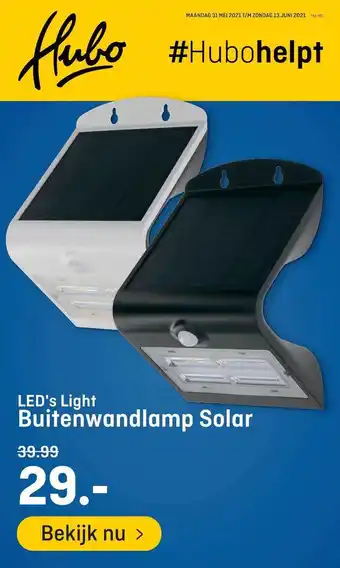 Hubo Led's Light Buitenwandlamp Solar aanbieding