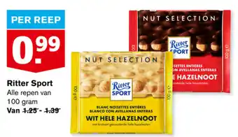 Hoogvliet Ritter Sport 100g aanbieding