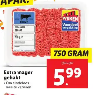 Lidl Extra mager gehakt 750g aanbieding