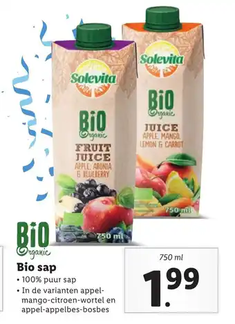 Lidl Bio sap 750ml aanbieding