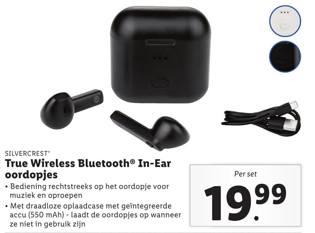 Silvercrest true wireless bluetooth inear oordopjes aanbieding bij Lidl