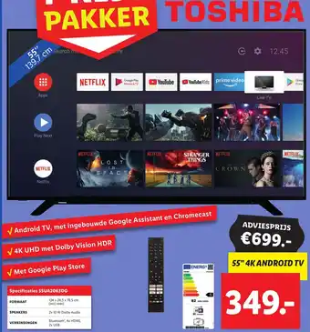 Lidl Toshiba 55 4K Android TV aanbieding