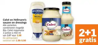 Albert Heijn Calve of Hellmann's sauzen en dressing 2+1 aanbieding