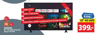 Lidl Xiaomi 55" 4K UHD android smart-TV P1E aanbieding