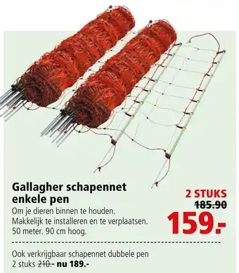 Welkoop Gallagher schapennet enkele pen aanbieding