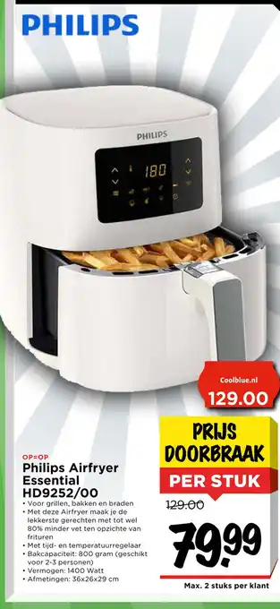 Vomar Voordeelmarkt Philips Airfryer Essential HD9252/00 aanbieding