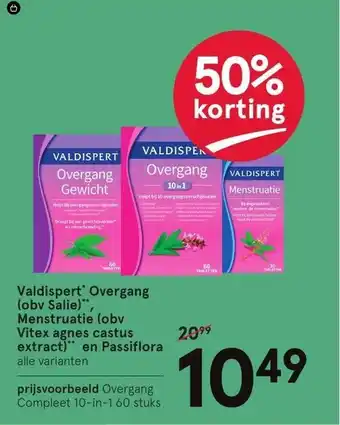 Etos Valdispert Overgang (obv Salie)", Menstruatie (obv Vitex agnes castus extract) en Passiflora aanbieding