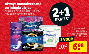 Kruidvat Always maandverband en inlegkruisjes aanbieding