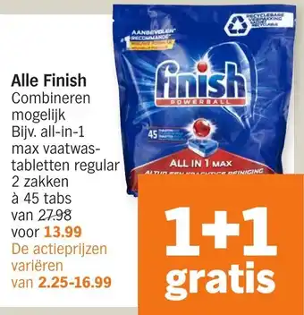 Albert Heijn Finish 1+1 aanbieding