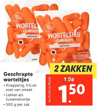 Lidl Geschrapte worteltjes aanbieding