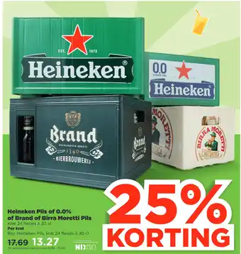 PLUS Heineken Pils of 0.0% of Brand of Birra Moretti Pils aanbieding