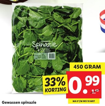 Lidl Gewassen spinazie 450g aanbieding