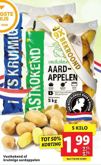 Lidl Vastkokend of kruimige aardappelen 5kg aanbieding