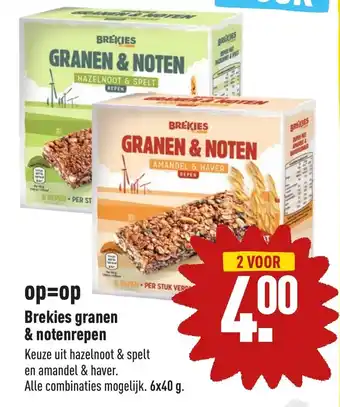 ALDI Brekies granen & notenrepen 6 x 40g aanbieding