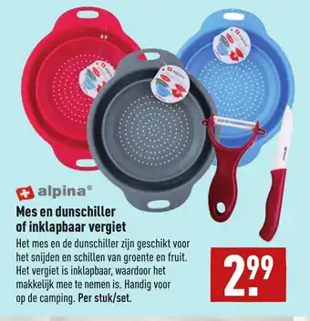 ALDI Alpina mes en dunschiller of inklapbaar vergiet aanbieding