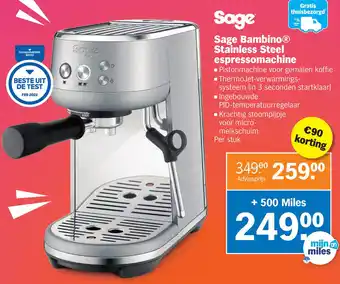 Albert Heijn Sage Bambino® Stainless Steel espressomachine aanbieding