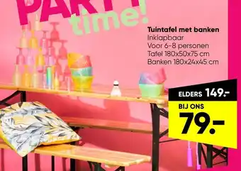 Big Bazar Tuintafel met banken aanbieding