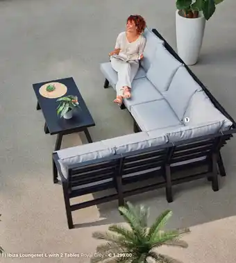 Hartman Ibiza Loungeset L with 2 Tables Royal Grey aanbieding