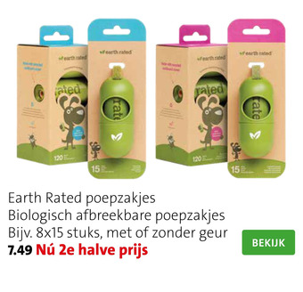 Intratuin Earth rated poepzakjes Biologisch afbreekbare poepzakies aanbieding