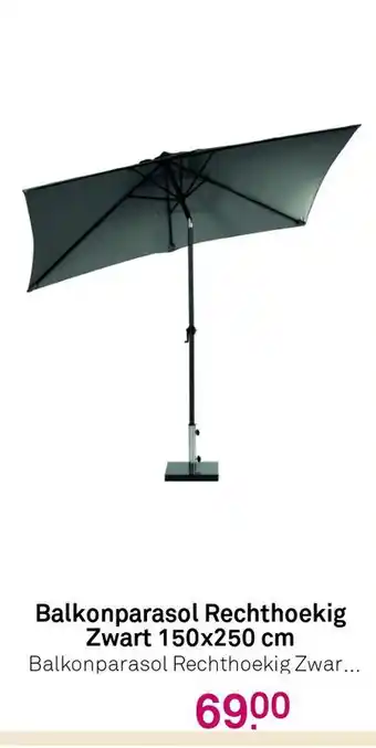 Karwei Balkonparasol rechthoekig zwart 150x250 cm aanbieding