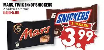 MCD Supermarkt MARS, TWIX EN/OF SNICKERS aanbieding