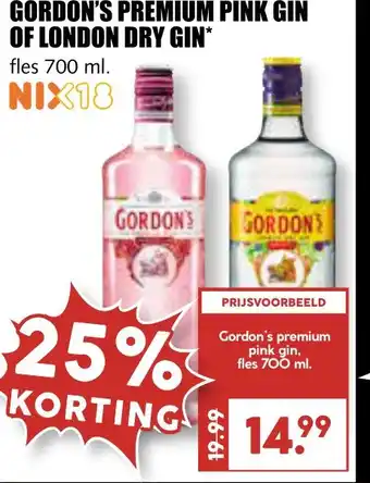 MCD Supermarkt GORDON'S PREMIUM PINK GIN OF LONDON DRY GIN* aanbieding