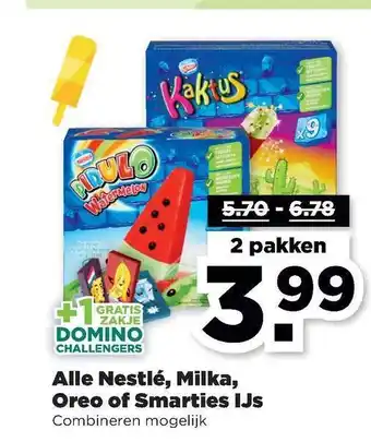 PLUS Alle Nestlé, Milka, Oreo Of Smarties Ijs aanbieding