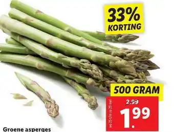 Lidl Groene Asperges 33% Korting aanbieding