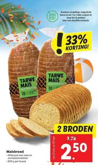 Lidl Maisbrood 33% Korting aanbieding