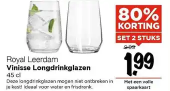 Vomar Voordeelmarkt Royal Leerdam Vinisse Longdrinkglazen 80% Korting aanbieding