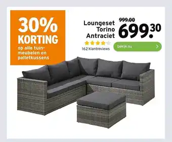 GAMMA Loungeset Torino Antraciet 30% Korting aanbieding