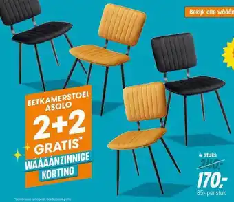 Kwantum Eetkamerstoel Asolo 2+2 Gratis aanbieding