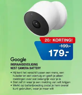 Electroworld Google Inbraakbeveiliging Nest Camera Battery aanbieding