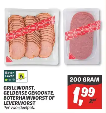 Dekamarkt Grillworst gelderse gekookte, boterhamworst of leverworst 200g aanbieding