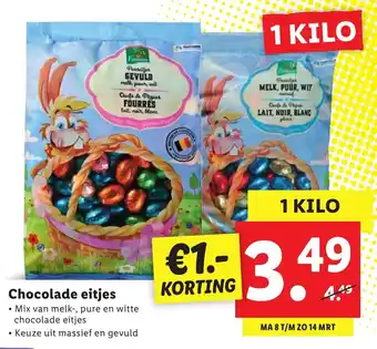 Lidl Chocolade eitjes 1kg aanbieding